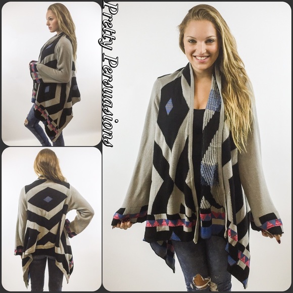 ❤️ Tribal Cascading Bell Sleeve Cozy Cardigan - Picture 4 of 4